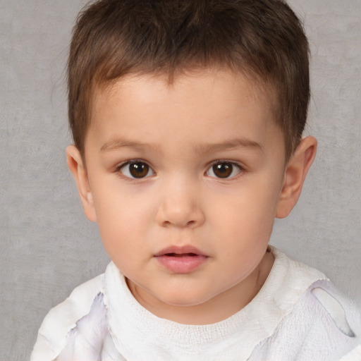 Neutral white child male with short  brown hair and brown eyes