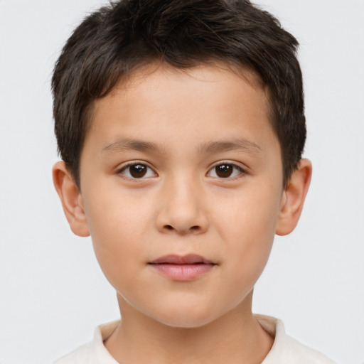 Neutral white child male with short  brown hair and brown eyes