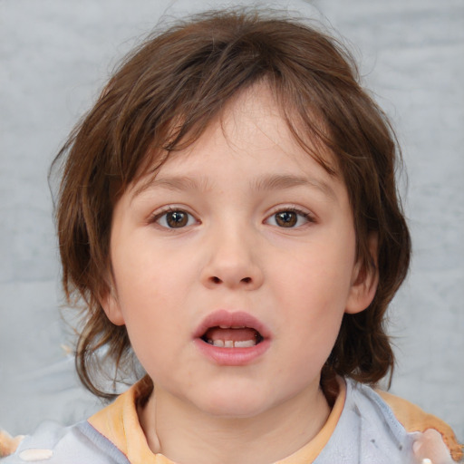 Neutral white child female with medium  brown hair and brown eyes