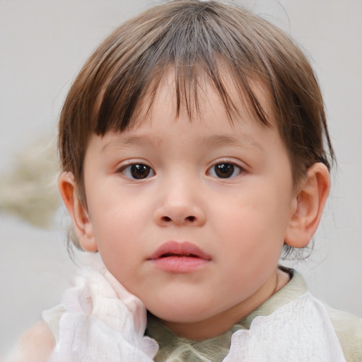 Neutral white child female with medium  brown hair and brown eyes