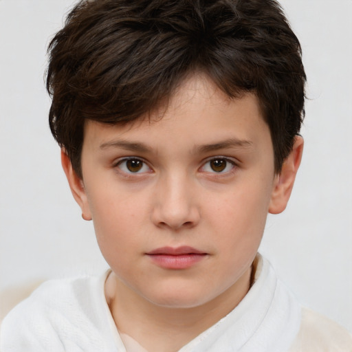 Neutral white child male with short  brown hair and brown eyes