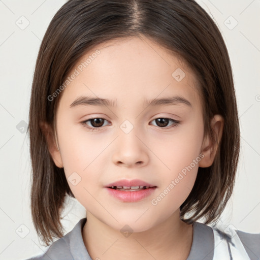 Neutral white child female with medium  brown hair and brown eyes