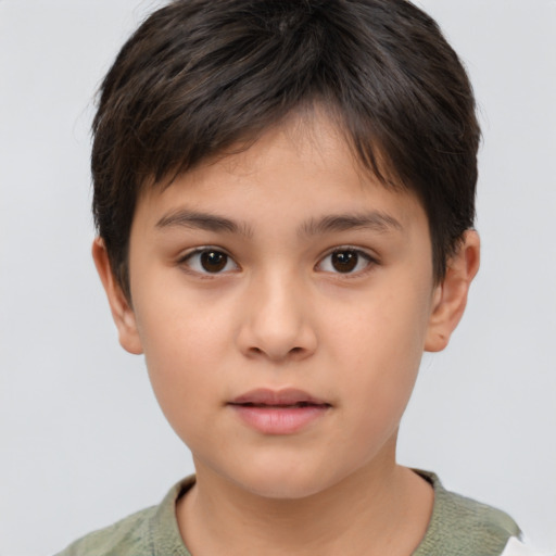 Neutral white child male with short  brown hair and brown eyes
