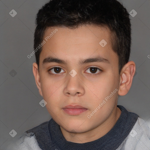 Neutral white child male with short  brown hair and brown eyes