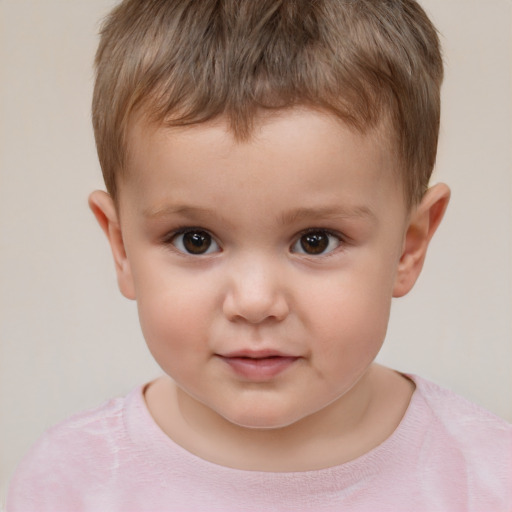 Neutral white child male with short  brown hair and brown eyes