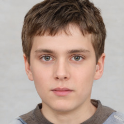 Neutral white child male with short  brown hair and brown eyes