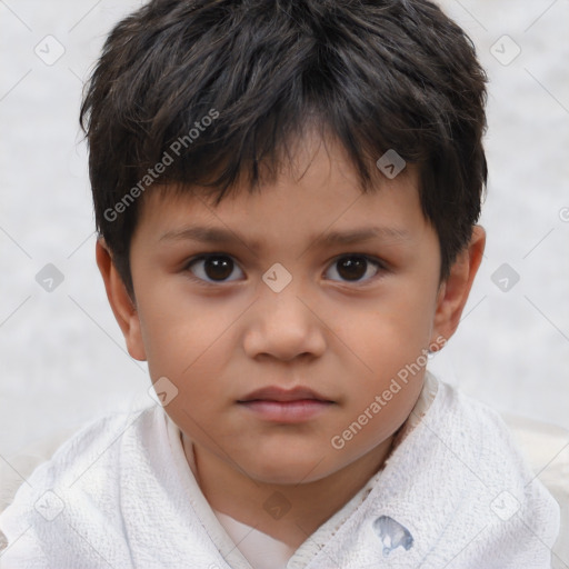 Neutral white child male with short  brown hair and brown eyes