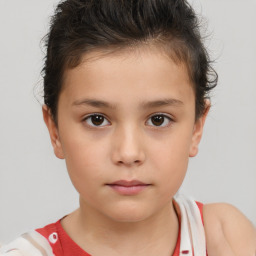 Neutral white child female with short  brown hair and brown eyes