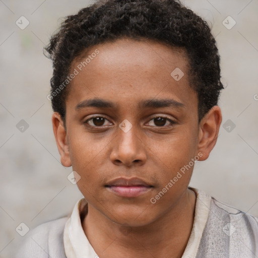 Neutral black young-adult male with short  brown hair and brown eyes