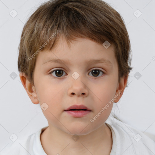 Neutral white child male with short  brown hair and brown eyes