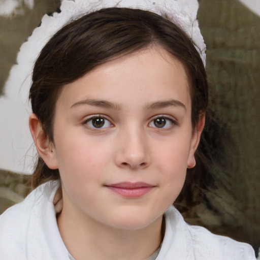 Neutral white child female with medium  brown hair and brown eyes