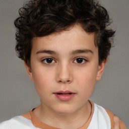 Neutral white child male with short  brown hair and brown eyes