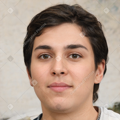 Neutral white young-adult male with medium  brown hair and brown eyes