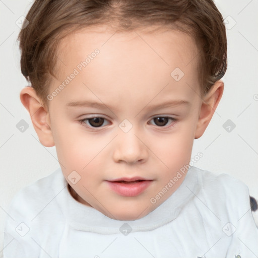 Neutral white child female with short  brown hair and brown eyes