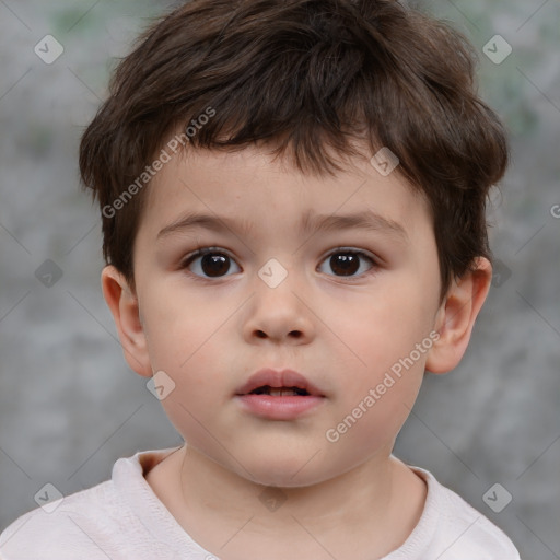 Neutral white child male with short  brown hair and brown eyes