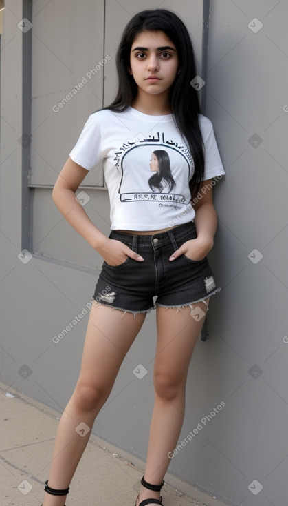 Iraqi teenager female with  black hair