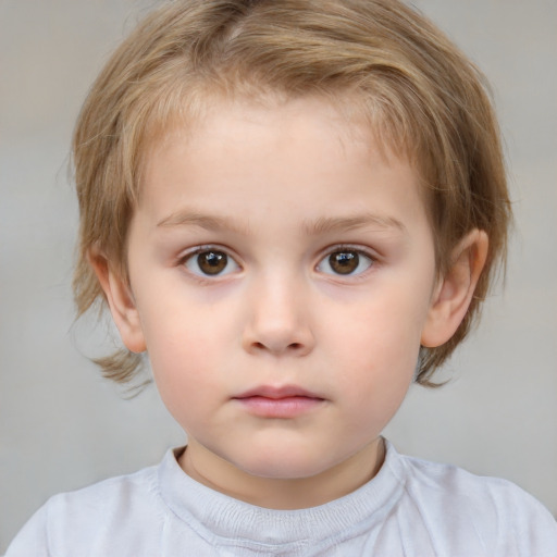 Neutral white child female with short  brown hair and brown eyes