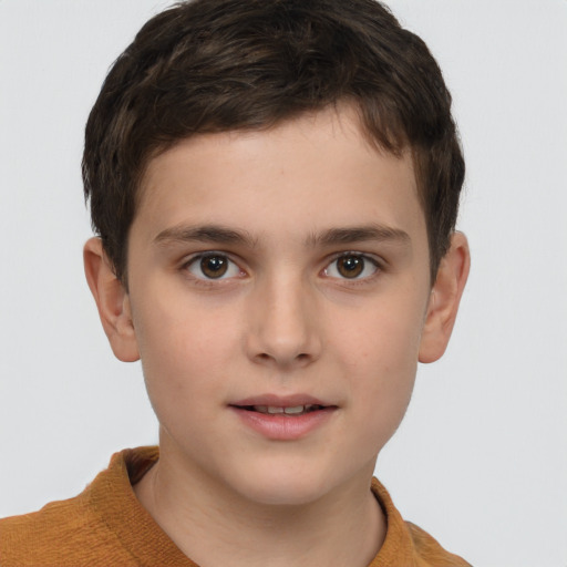 Neutral white child male with short  brown hair and brown eyes