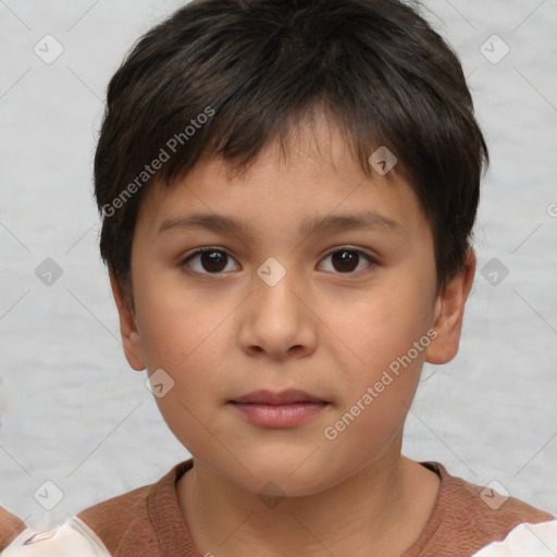 Neutral white child male with short  brown hair and brown eyes