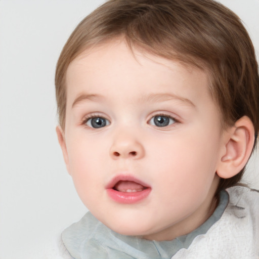 Neutral white child female with short  brown hair and brown eyes