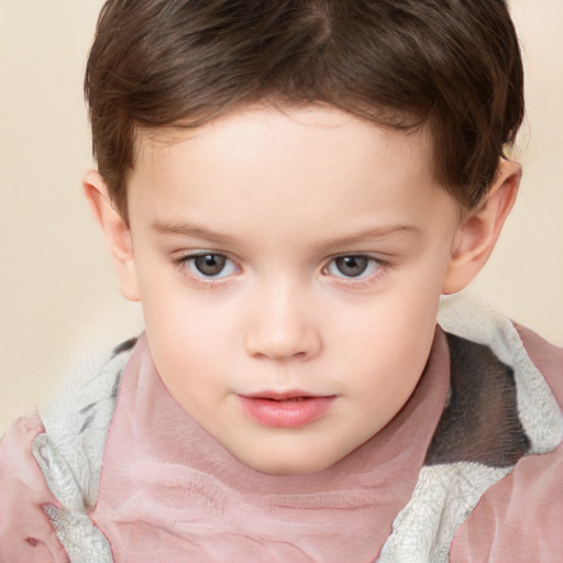 Neutral white child male with short  brown hair and grey eyes