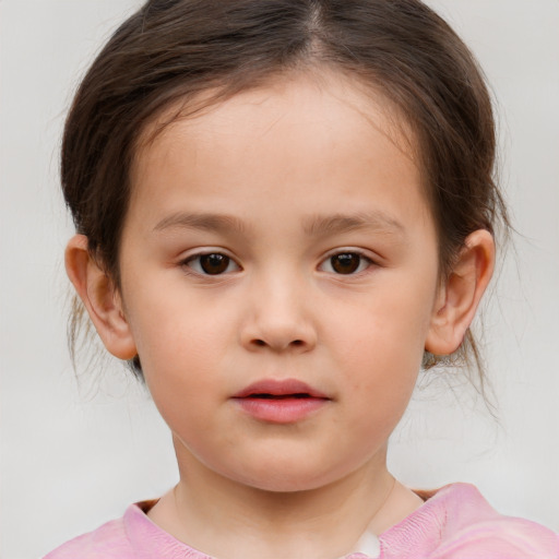 Neutral white child female with medium  brown hair and brown eyes