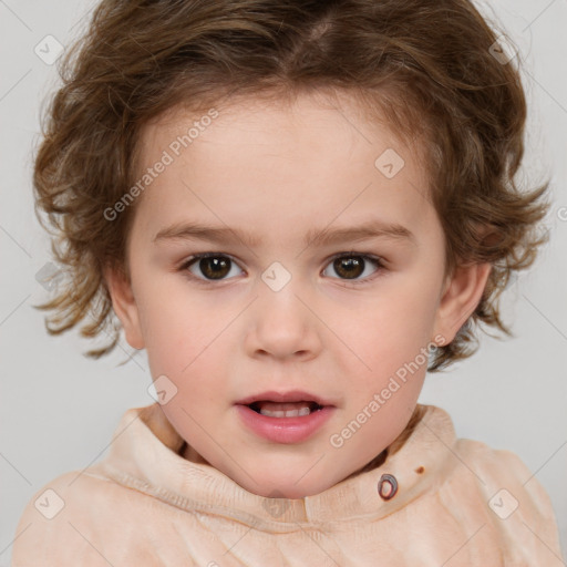 Neutral white child female with medium  brown hair and brown eyes