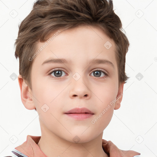 Neutral white child male with short  brown hair and brown eyes