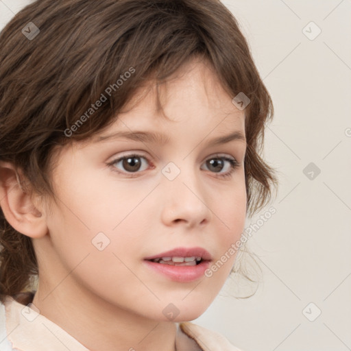 Neutral white child female with medium  brown hair and brown eyes