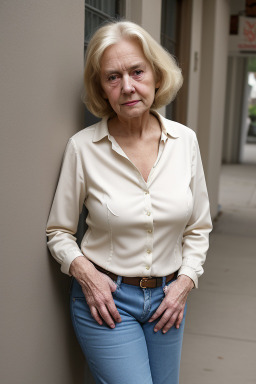 Caucasian elderly female with  blonde hair