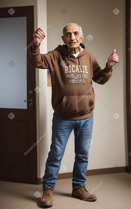 Arab elderly male with  brown hair