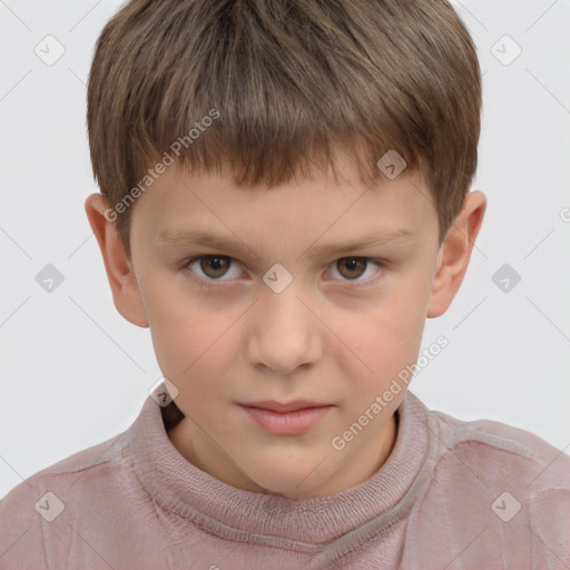 Neutral white child male with short  brown hair and brown eyes