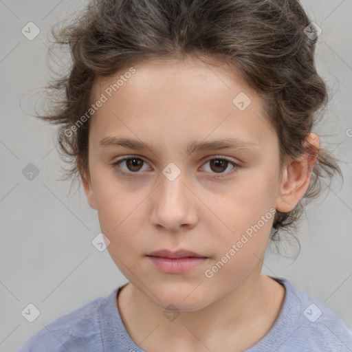 Neutral white child female with medium  brown hair and brown eyes