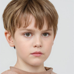 Neutral white child male with short  brown hair and grey eyes