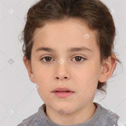 Neutral white child male with medium  brown hair and brown eyes