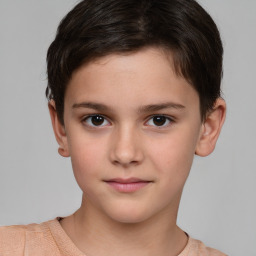 Neutral white child female with short  brown hair and brown eyes