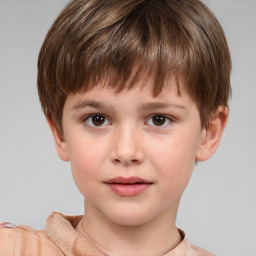 Neutral white child male with short  brown hair and brown eyes