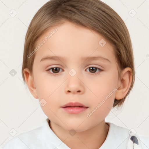 Neutral white child female with medium  brown hair and brown eyes