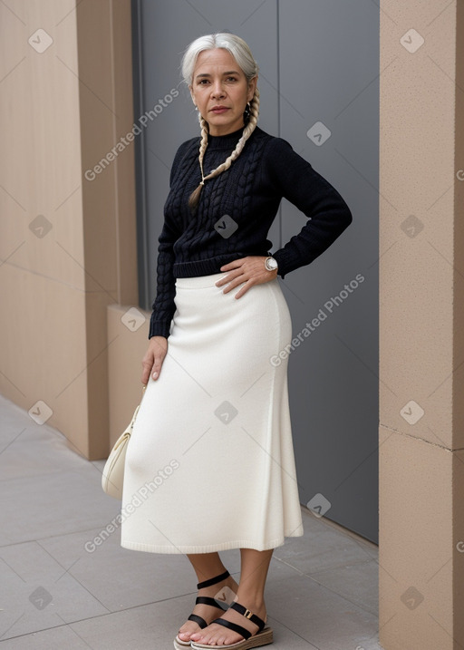 Colombian middle-aged female with  white hair