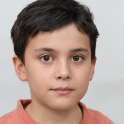 Neutral white child male with short  brown hair and brown eyes