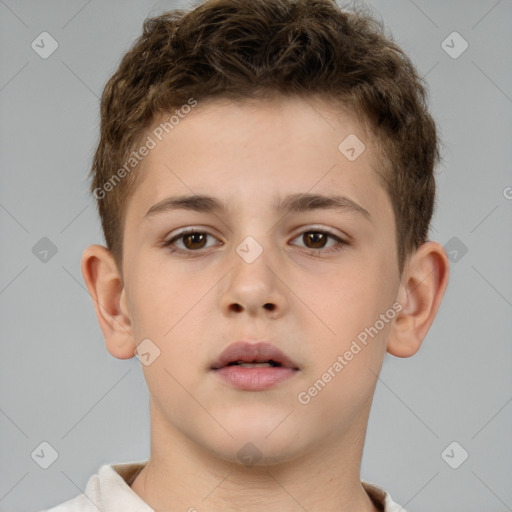 Neutral white child male with short  brown hair and brown eyes