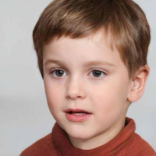 Neutral white child male with short  brown hair and brown eyes