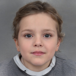 Neutral white child female with short  brown hair and brown eyes