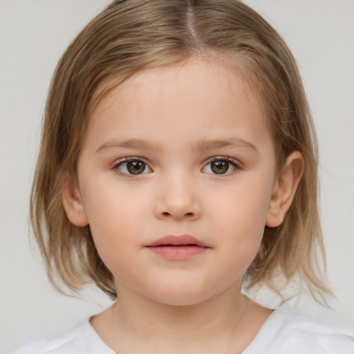 Neutral white child female with medium  brown hair and brown eyes