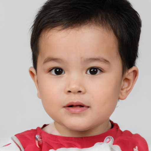 Neutral white child male with short  brown hair and brown eyes