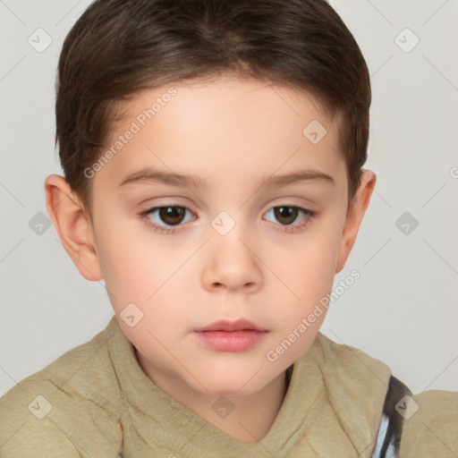 Neutral white child female with short  brown hair and brown eyes