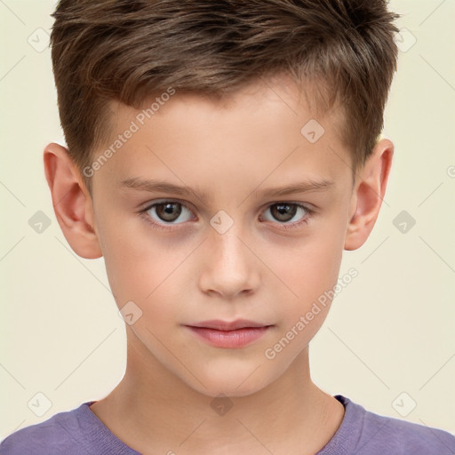 Neutral white child male with short  brown hair and brown eyes