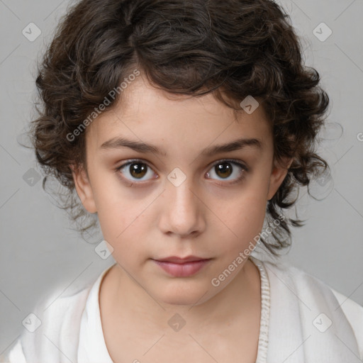 Neutral white child female with medium  brown hair and brown eyes