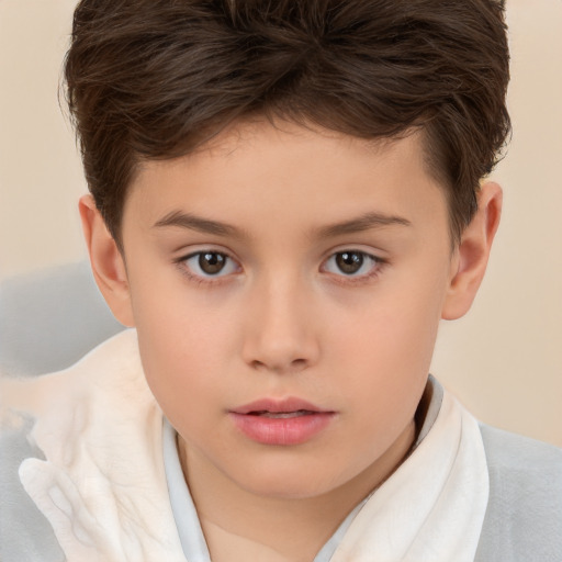 Neutral white child female with short  brown hair and brown eyes