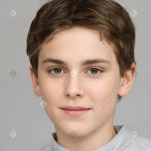 Neutral white child male with short  brown hair and brown eyes